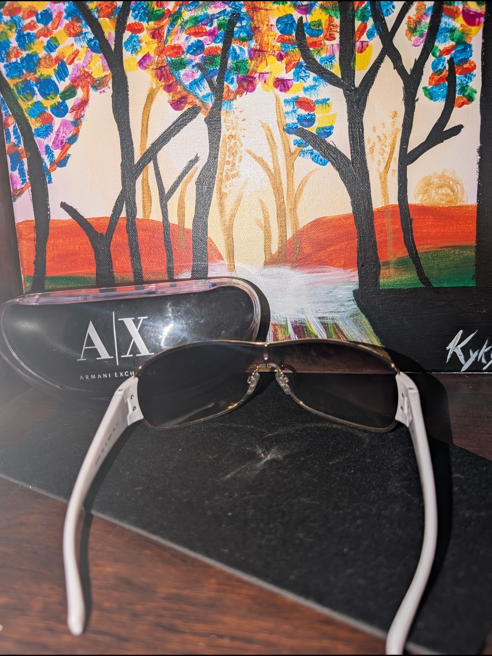 Armani Exchange Sunglasses in Black with Gold Accents - Picture 3 of 6
